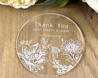 Personalised Lily Flower Coasters - Elegant Wedding Favors and Event Gifts