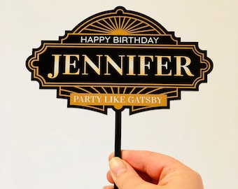 Gatsby | Gatsby Birthday Cake Topper | 1920's Birthday Cake Decoration | Gatsby Party Theme Cake Topper | Cake Deco | Name Birthday Topper