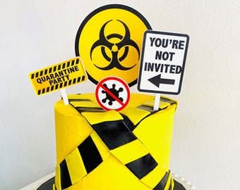 Quarantine Birthday Party Cake Topper Kit, Isolation Cake Topper , Stay At Home, Cake Topper, Birthday, Hazmat, Social Distance