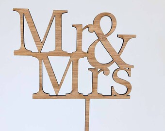 Mr Mrs Wedding Cake Topper - Mr & Mrs #2 Acrylic Wedding Cake Decoration - Rose Gold Mirror Silver Mirror - Made to Order in Australia