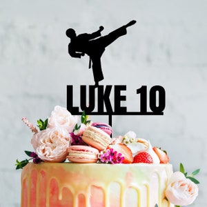 Cake Topper - Karate with Name & Age, TKD, Taekwondo, Martial Arts Cake Topper