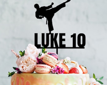 Cake Topper - Karate with Name & Age, TKD, Taekwondo, Martial Arts Cake Topper