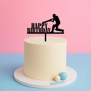 Cricket Themed Happy Birthday Cake Topper – Batter Silhouette Sports Cake Decoration