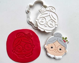 Sello y cortador de galletas con cara de Papá Noel (regalo) – Grabado en relieve – 80 x 70 mm