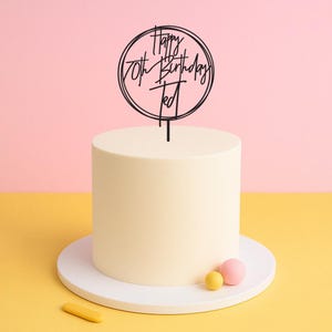 Personalised Birthday Cake Topper | Custom Name Cake Topper | Round | Circle | Cake Toppers | Cake Decoration | Round Happy Birthday Topper