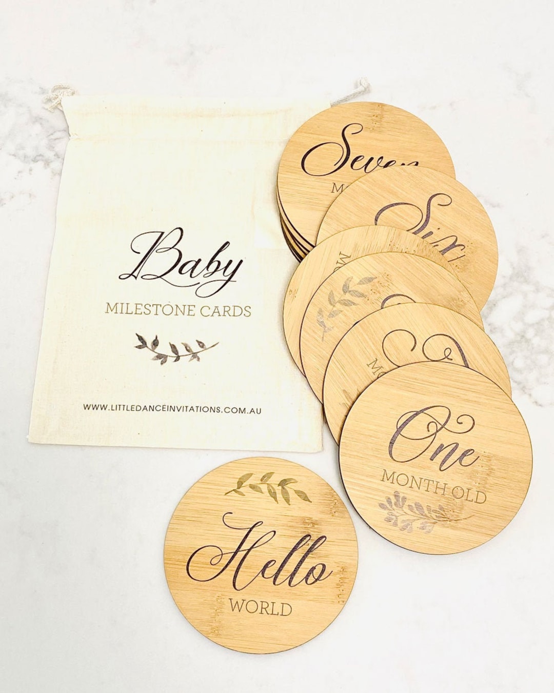 Carte Mois Bébé Fleur En Bois - Panneau Photo 0-12 Mois - Accessoire Nouveau-né Bleu