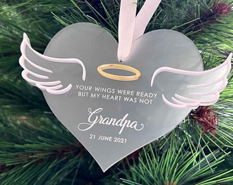 Heaven Christmas Tree Ornament with Angel Wings, Christmas Tree Decoration with Halo, Heaven Ornament, Forever In Our Hearts Ornament