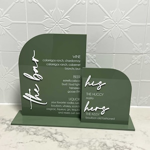 Personalised Half Arch Double Signs, Acrylic Event Signage, Bespoke Wedding, Baby Shower, Hen's Party Decor, Café Menu Display