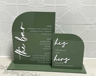 Personalised Half Arch Double Signs, Acrylic Event Signage, Bespoke Wedding, Baby Shower, Hen's Party Decor, Café Menu Display