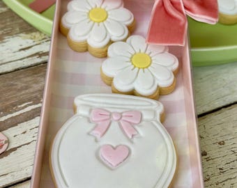 Sello y cortador de galletas con forma de jarrón de flores / Cortador de galletas floral / Sello para galletas del Día de la Madre / Galletas para fiestas en el jardín / Sello para fondant en relieve
