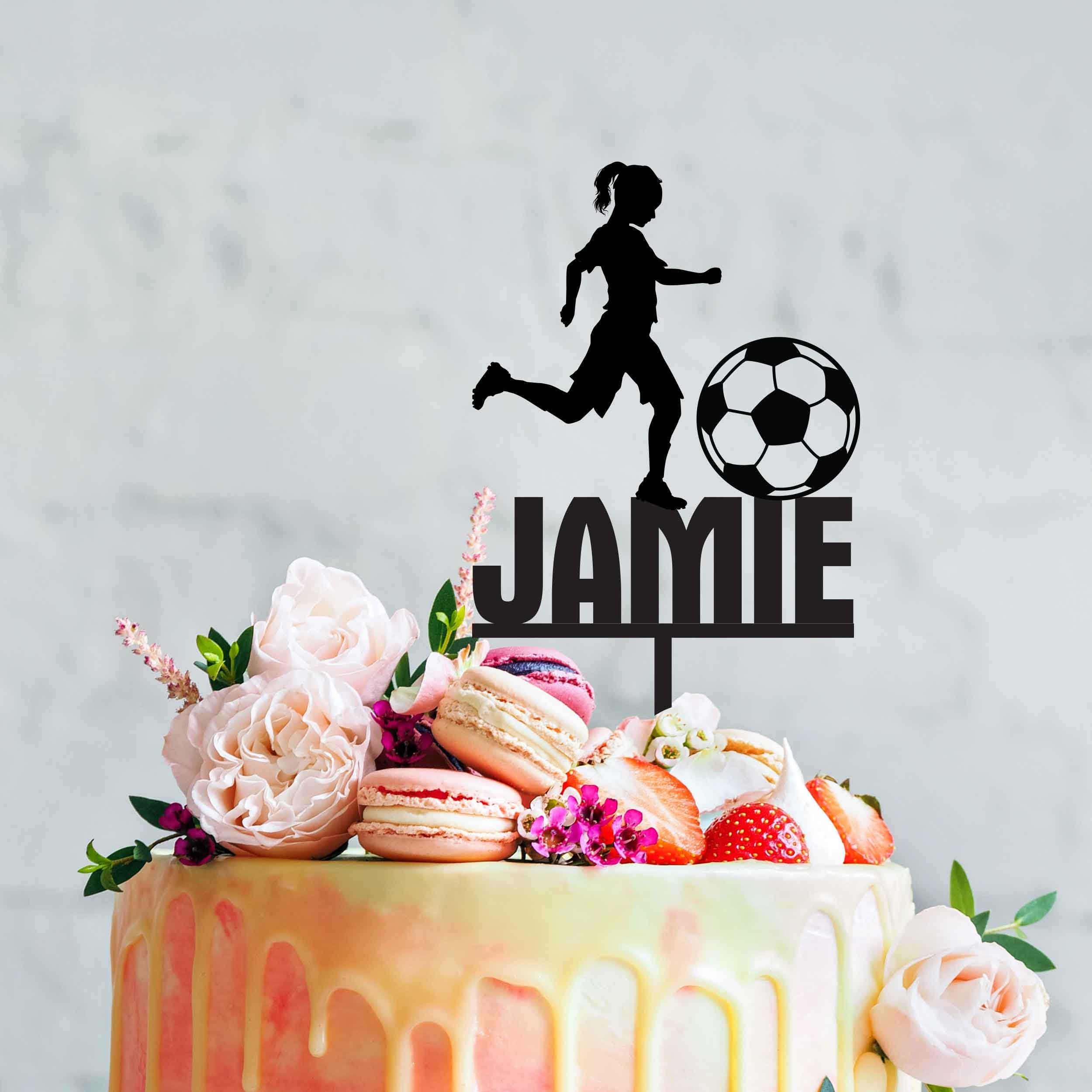 Juego de 2 adornos comestibles para tartas con diseño de balón de fútbol y  decoración para tartas de cumpleaños infantiles