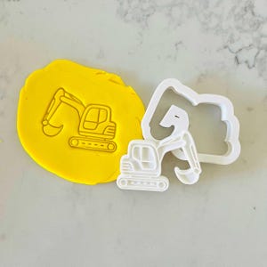 Construction Digger Cookie Stamp and Cutter Set – Builder Fondant Debosser – Gift
