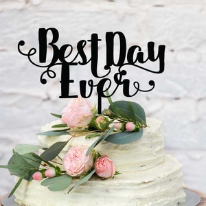 Wedding Cake Topper - Best Day Ever #1 Wedding Cake Decoration Wedding Cake Toppers Wedding Supplies Made To Order Gold Mirror Silver Mirror