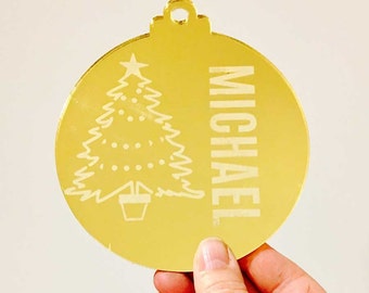 Custom Christmas Decoration Name Bauble  - Engraved Xmas Tree Bauble With Name on It - Personalised Bauble (DEC1606) MADE IN Australia