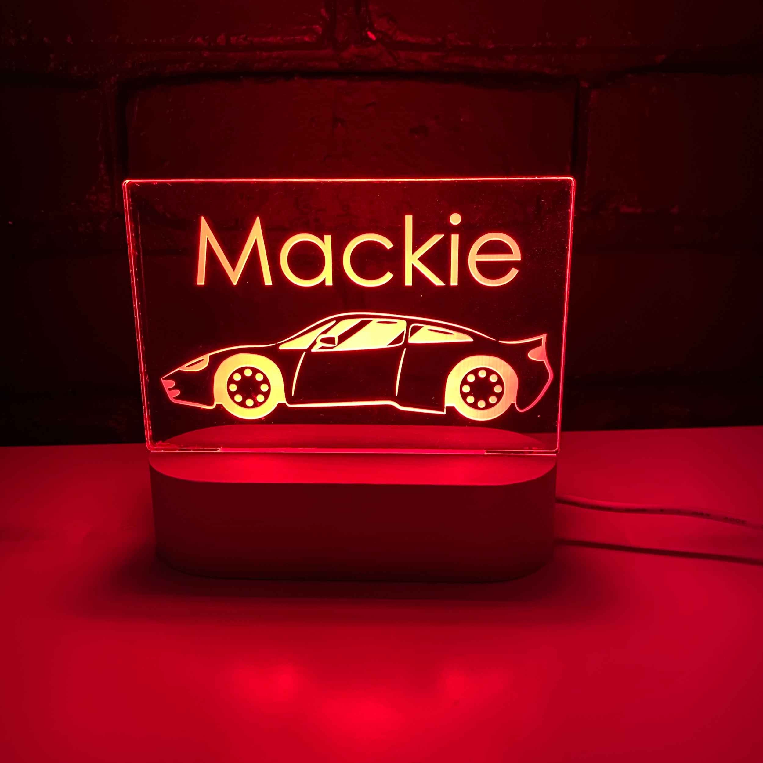 Personalised Race Car Night Light Kids Bedroom Nursery Night Etsy