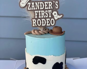 Décoration pour gâteau First Rodeo - Thème cow-boy et western personnalisé