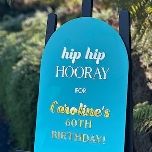 Custom Arched Welcome Sign - HIP HIP HOORAY Personalized Event Signage for Any Celebration - Multiple Colors and Sizes (A1 - A3)