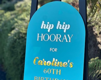 Custom Arched Welcome Sign - HIP HIP HOORAY Personalized Event Signage for Any Celebration - Multiple Colors and Sizes (A1 - A3)