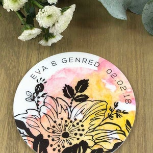 Elegant Lily Personalised Coasters, perfect for wedding favours, place cards and guest gifts