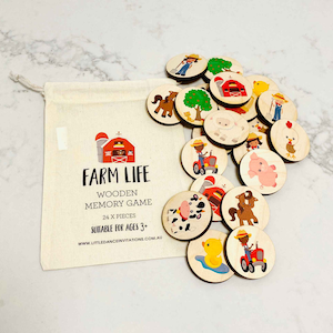 Farm themed Wooden Memory Game - Make a Match Wood Matching Memory Game - Montessori & Waldorf Inspired - Natural Play - Wood Puzzle
