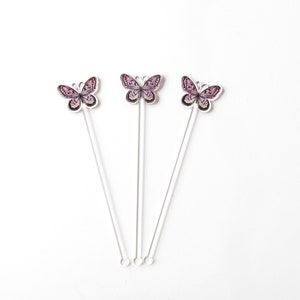 Butterfly Printed Acrylic Drink Stirrers, Drink Accessories, Cocktail, Barware, Cocktail Accessory, Acrylic Drink Stirrer - Set of 6