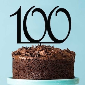 100 Geburtstag Cake Topper - Zahl 100 Hundertster Geburtstag Kuchen Dekoration - Drehen 100 Geburtstag Party Kuchen Dekorationen Pick und Toppers