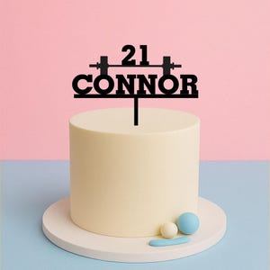 Weight Bar Gym Gift Cake Topper – Custom Name & Age Birthday Topper
