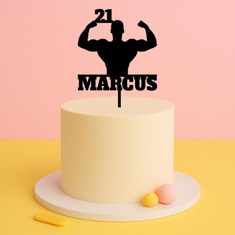 Muscle Man Cake Topper Gift – Custom Name and Age for Gym Birthday - Etsy