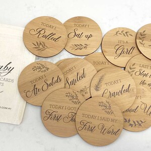 Tarjetas de hitos del bebé / Mis primeros pasos / Letreros de madera para hitos / Accesorios de fotografía botánicos para recién nacidos / Anuncio de nacimiento / Regalo para baby shower