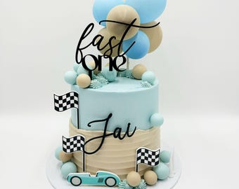 Kit de decoración para tarta de coche de carreras Fast One / Decoración para tarta de primer cumpleaños con temática de carreras