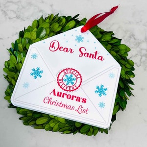 Personalisierter Brief an Santa Umschlag Ornament, Weihnachtsliste Brief Ornament, Weihnachtsbaum Ornament
