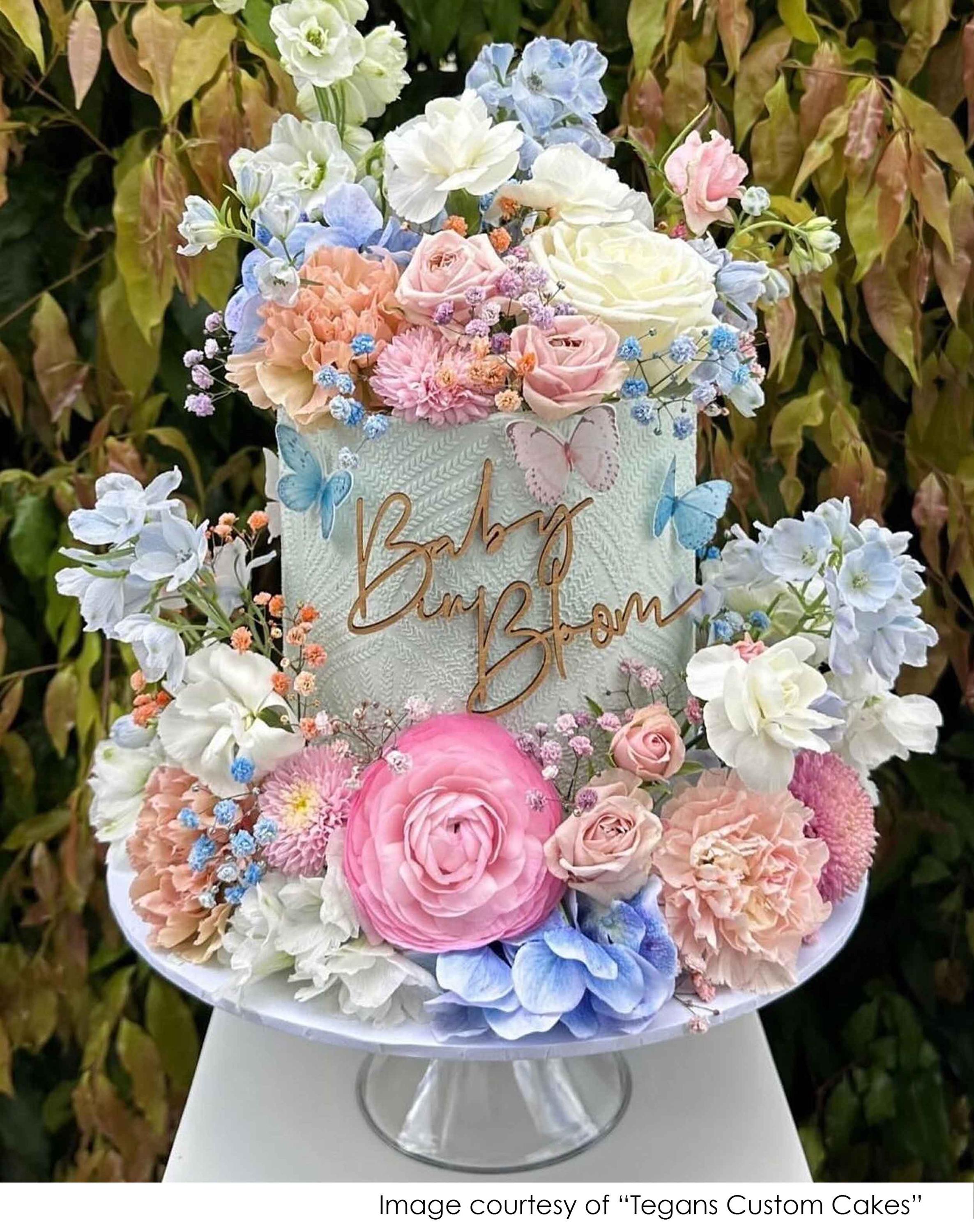 Baby in Bloom Cake Plaque | Name plate for cake | Cake Fropper | Lasercut Name Plate