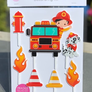 Fireman Cake Decorations Kit Firefighter Cake Topper Decorator Kit - Cute Kids Fireman Birthday Party,  Fire Truck cake, Made in Australia