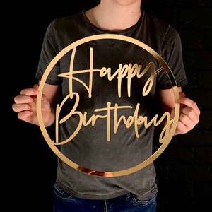 Happy Birthday Sign | Happy Birthday Decor | Round Birthday Sign | Plaque | Birthday Banner | Lasercut Sign |  Lasercut | Birthday Decor