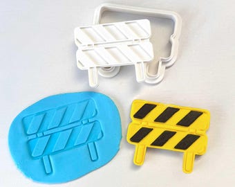 Sello de galleta con forma de barricada de construcción/Herramienta de fondant para fiestas temáticas de constructores