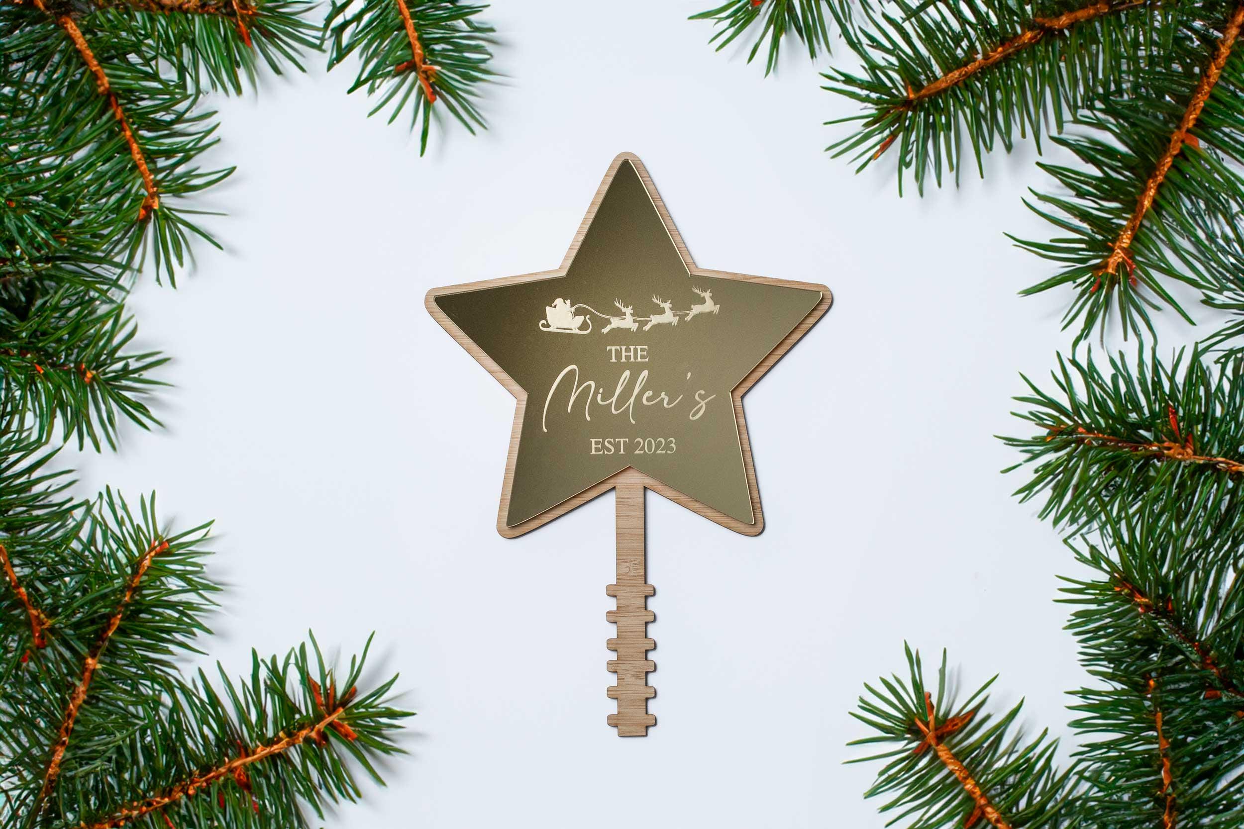 Personalisierte Weihnachtsbaum-Sternspitze - 2 x Designs, mehrere Farben