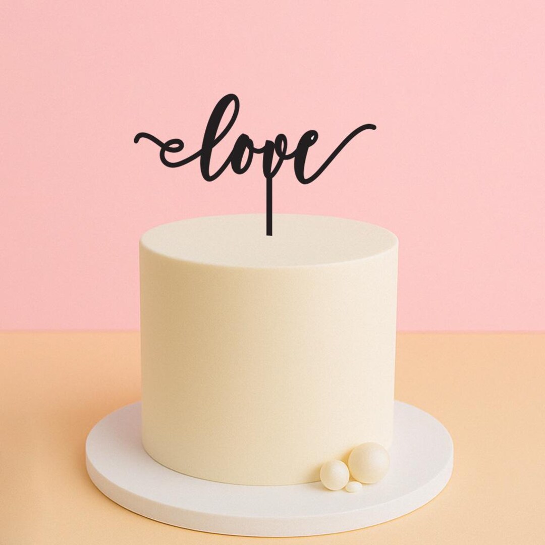 Love Cake Topper – Elegant Script Cake Decoration for Wedding ...