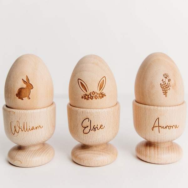 Personalised Wooden Easter Egg & Cup, Wooden Egg Cup, Wooden Egg, Easter Gift, Easter, Personalised Gift