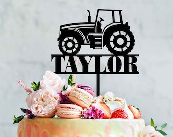 Traktor Cake Topper - Traktor mit Name & Alter | Cake Topper | Bauernhof | Traktor
