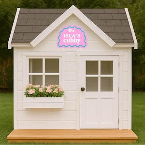 Personalised Cubby House Sign – Arch Flower Design | Double-Layered Name Plaque