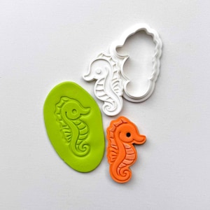 Seahorse Cookie Stamp and Cutter Set – Ocean Theme Baking Tool