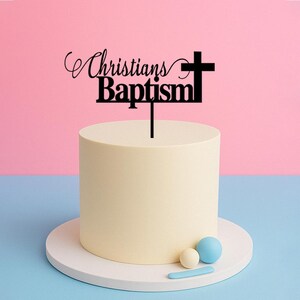 Personalised Baptism Cake Topper – Custom Name with Cross for Religious Celebration