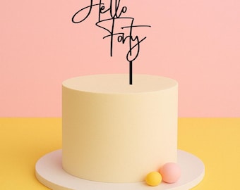 Hello Forty Gift Cake Topper – Modern 40th Birthday Party Decoration