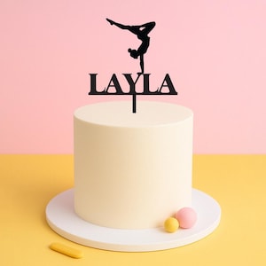 Gymnastics Cake Topper – Personalised Name Acrylic Topper for Gymnast Birthday