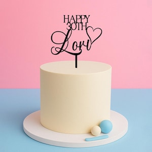Happy Birthday Cake Topper with Heart – Personalised Name & Age Acrylic Topper
