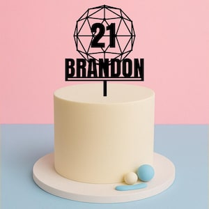 Acrylic Cake Topper - Geometrical Engineering Shape Name & Age - Geometry Birthday Decoration - Cake Topper Party Supplies Maker Supplier