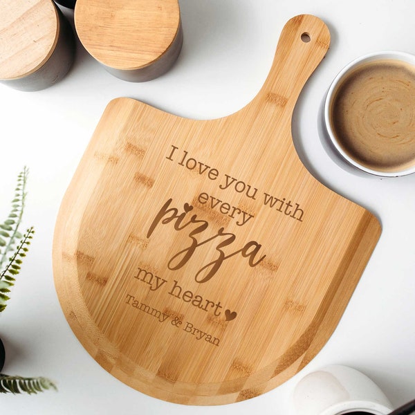 Wood Pizza Board I Love You With Every Pizza My Heart Etsy