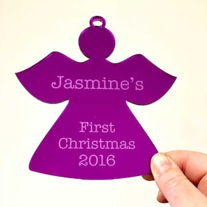 Custom Christmas Tree Angel Decoration - Personalised Christmas Angel Bauble - First Xmas Theme - Laser Cut (DEC1607) MADE IN Australia