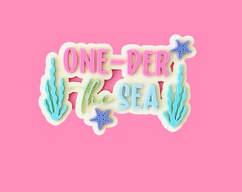 One-der The Sea Double-Layered Cake Plaque – First Birthday Underwater Theme Cake Decor, 'One-der The Sea' double-layered cake plaque!