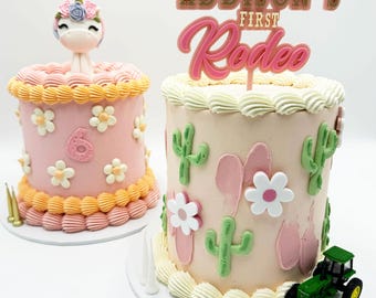 Décoration de gâteau personnalisée double épaisseur Premier rodéo pour fêtes à thème western